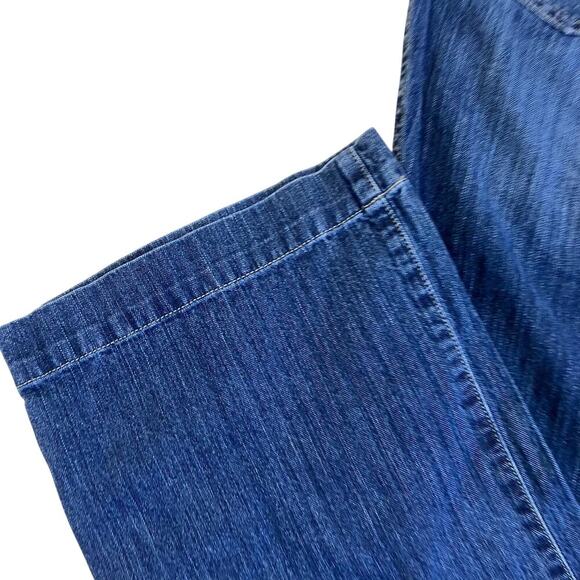 L-Ralph Lauren Sz 10 Y2K Blue Pinstriped Relaxed Wide Leg Jeans Patch Pockets - Picture 6 of 16